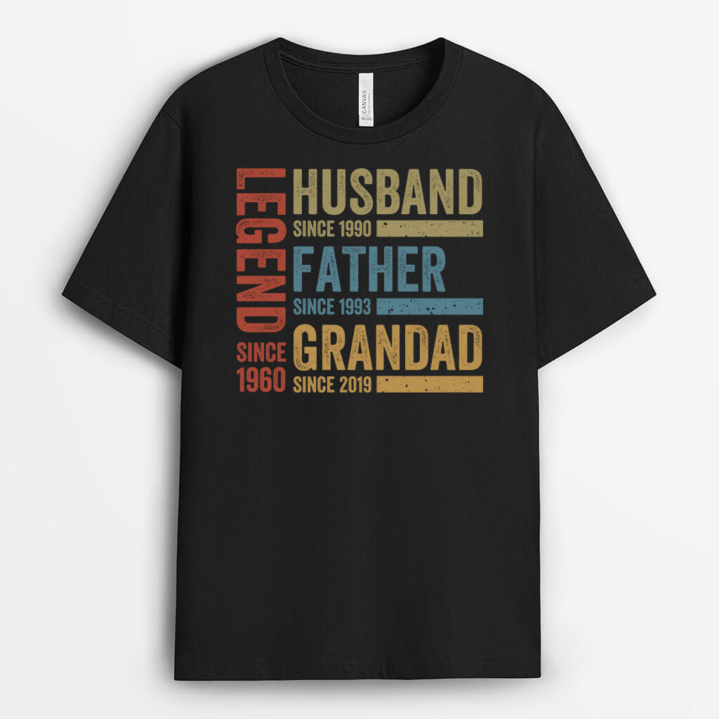 Personalised Legend, Husband, Daddy And Grandad Since T-Shirt