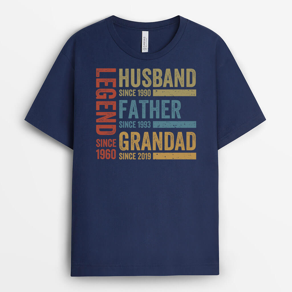 Personalised Legend, Husband, Daddy And Grandad Since T-Shirt