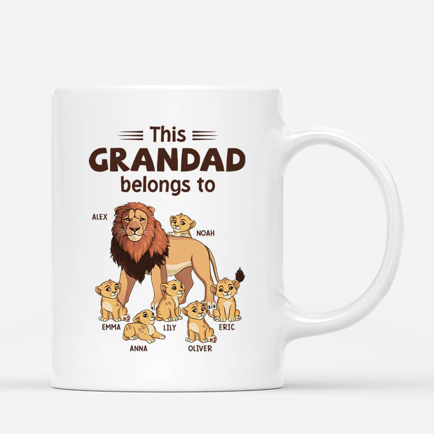 2288MUK1 personalised this legend grandad belongs to lions gangs mug