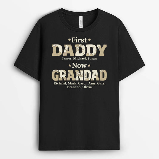 2323UK2 personalised first papa now best grandad t shirt