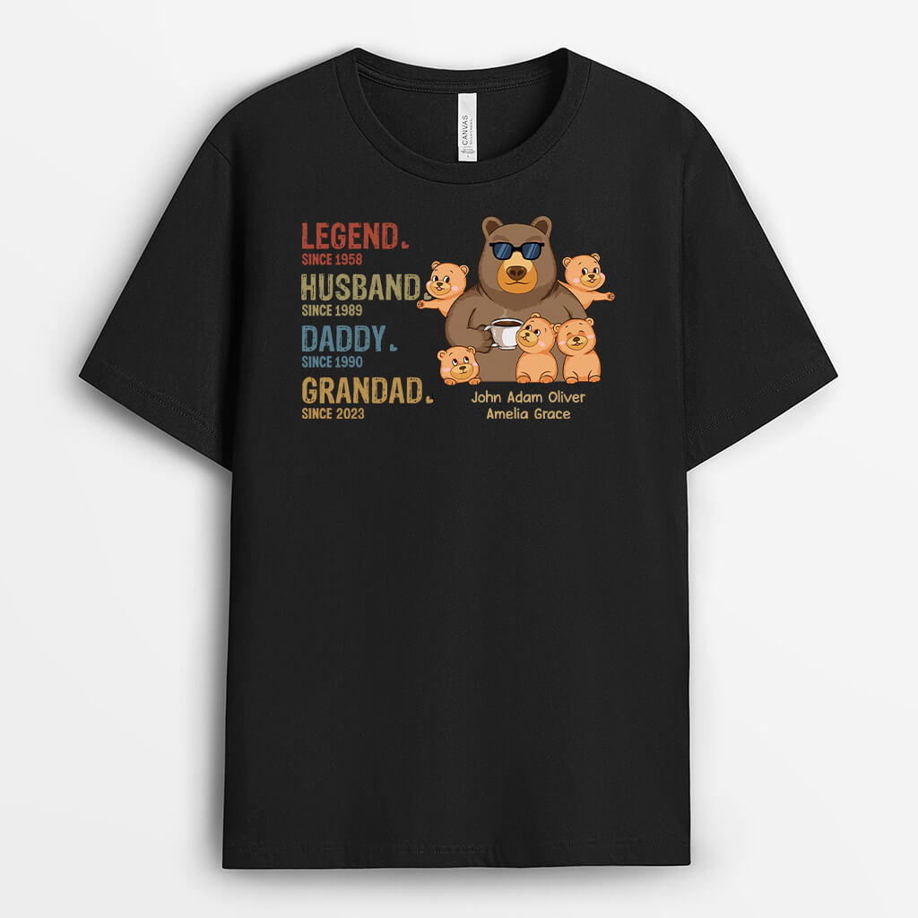 Personalised Legend Husband Dad Grandad Since Bears T-shirt