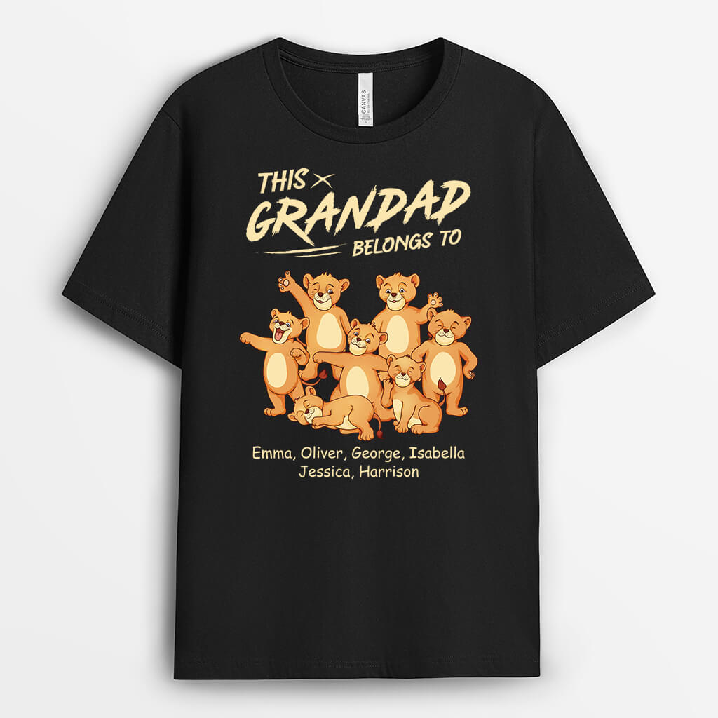 Personalised This Daddy/Grandpa Belongs To Lions T-shirt