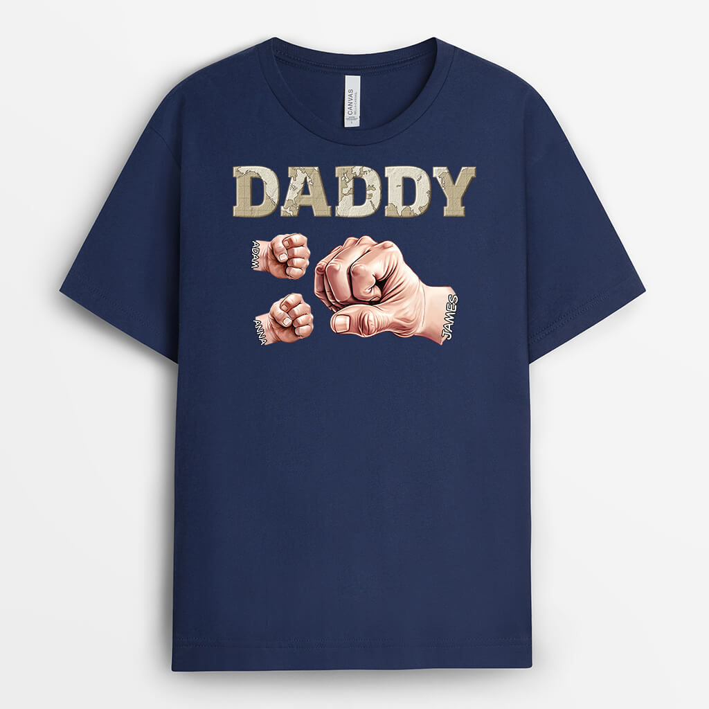 Personalised Grandad Fists Map Pattern T-shirt