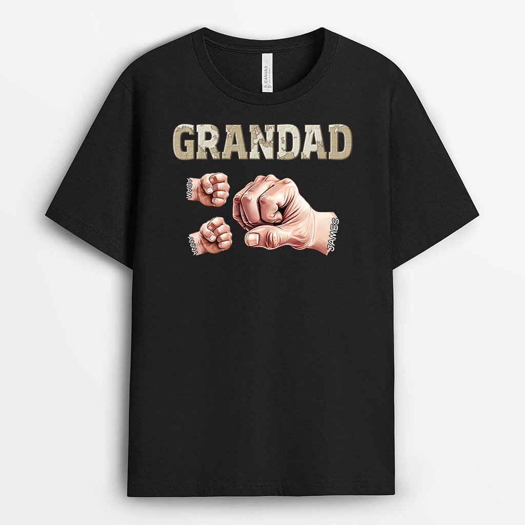 Personalised Grandad Fists Map Pattern T-shirt