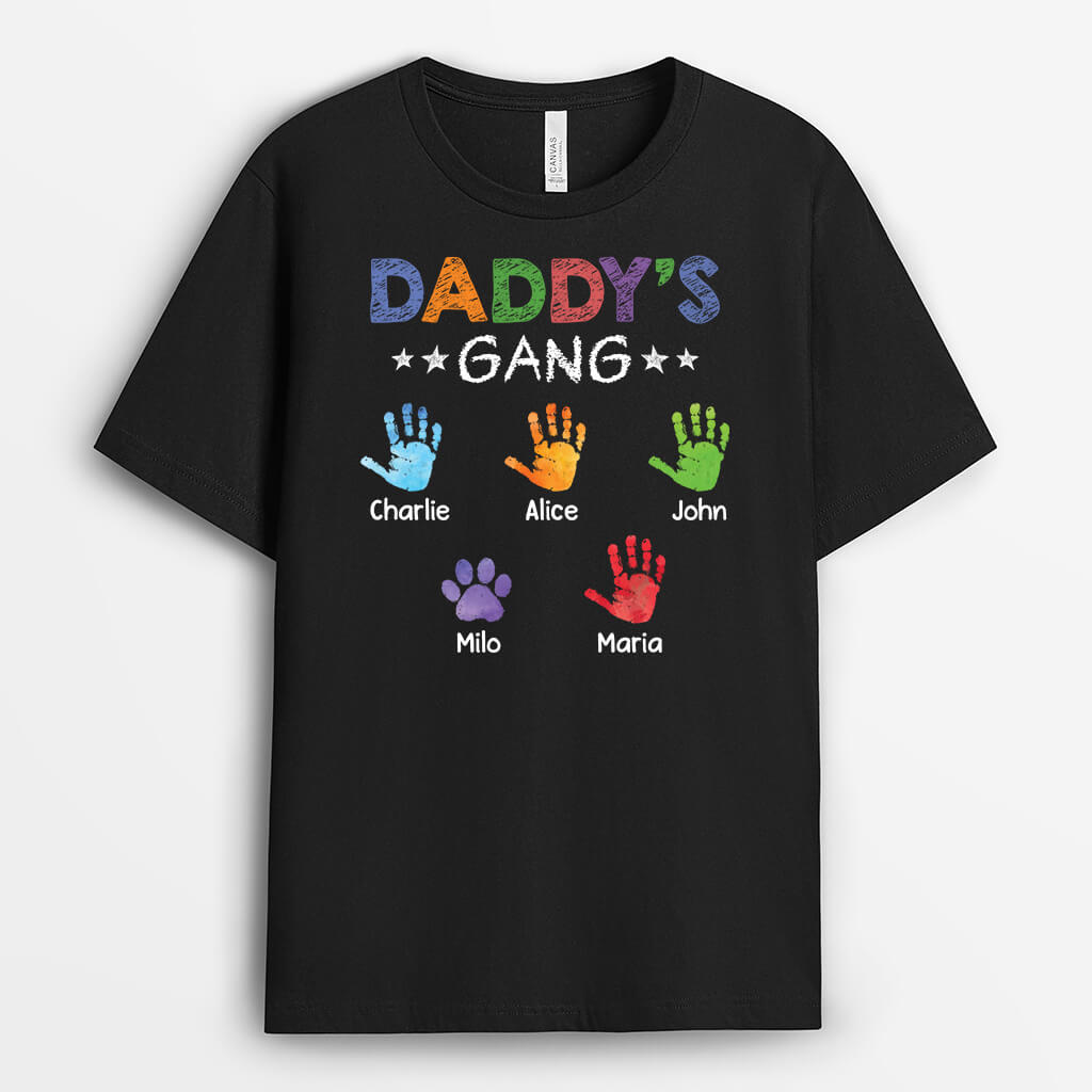 Personalised Dad's Gang Handprints T-shirt