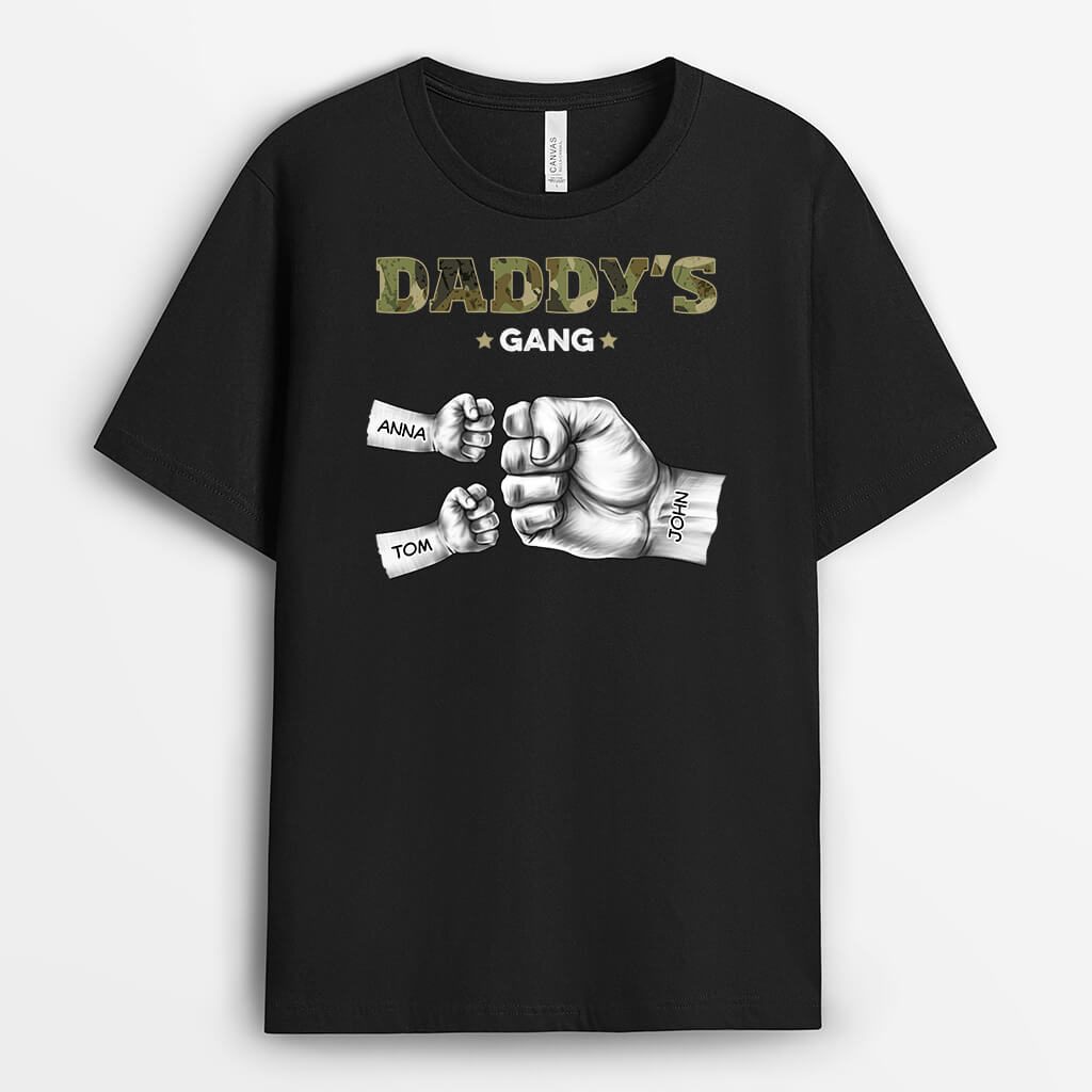 Personalised Dad's Gang Fist Bump Army T-shirt