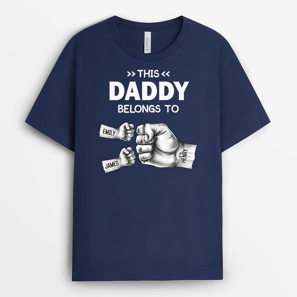 Personalised This Daddy Belongs To Fist Bump T-shirt