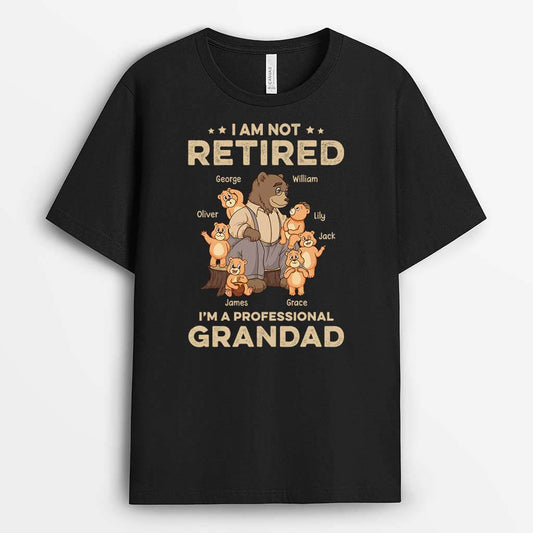 2394AUK1 personalised i am not retired im a professional grandad bear t shirt