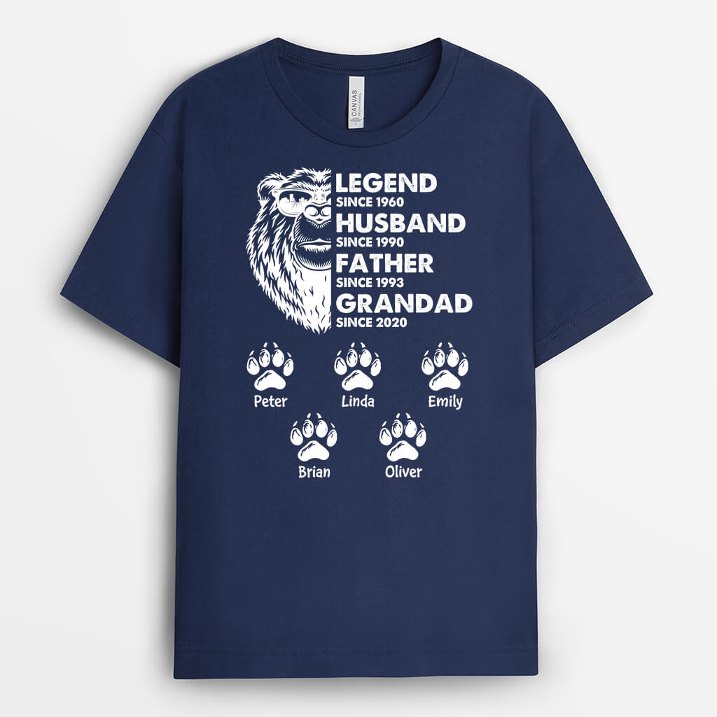 Personalised Legend Husband Daddy Grandpa Bear With Paws T-shirt