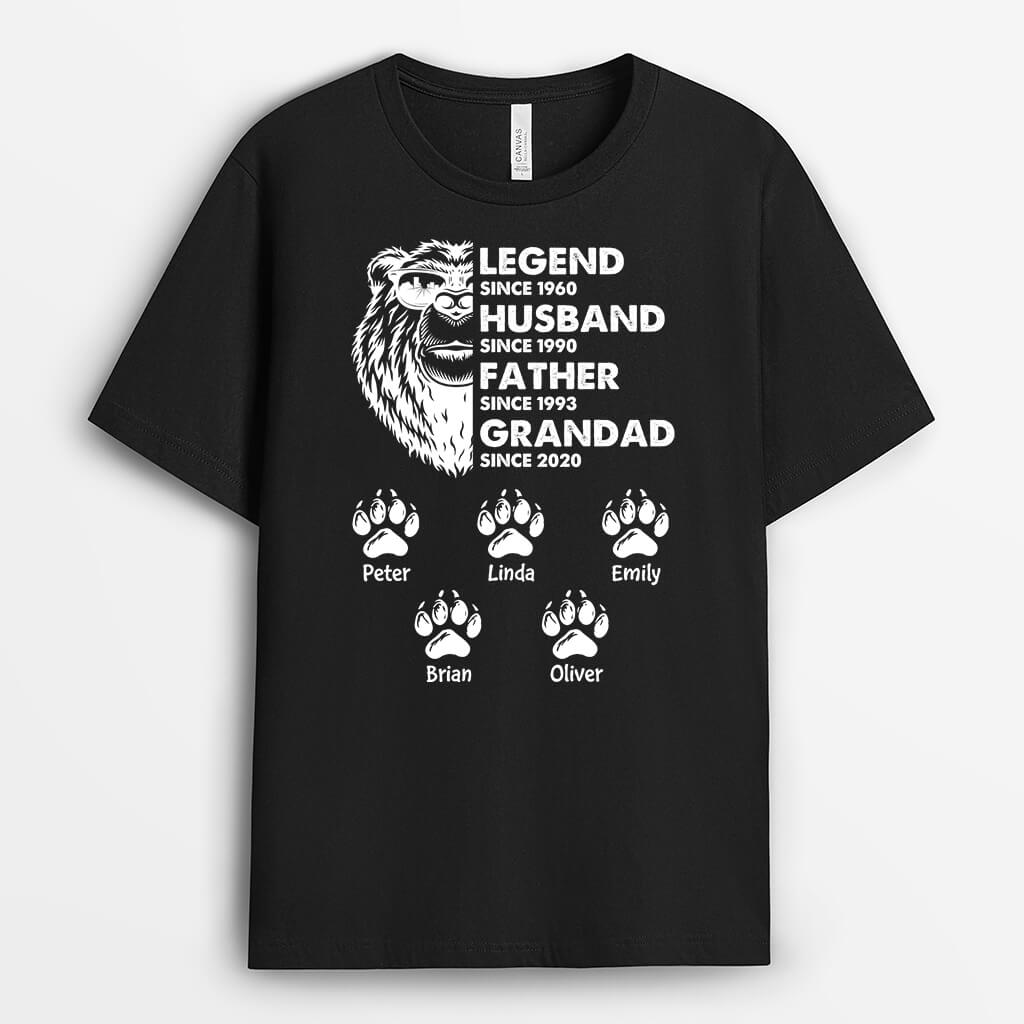 Personalised Legend Husband Daddy Grandpa Bear With Paws T-shirt