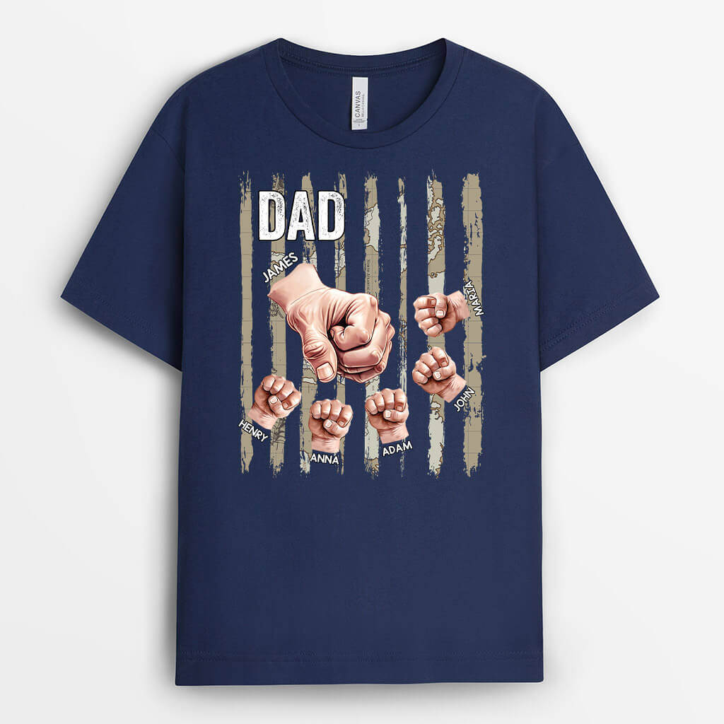 Personalised Daddy And Kids Fists Army T-shirt