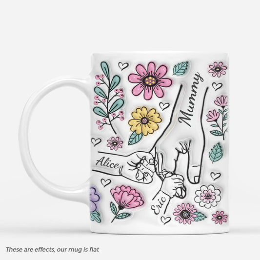 2408MUK2 personalised mom and kids holding hands flowers mug_51227870 f82d 4e82 b1bf d6ff8f404ab5