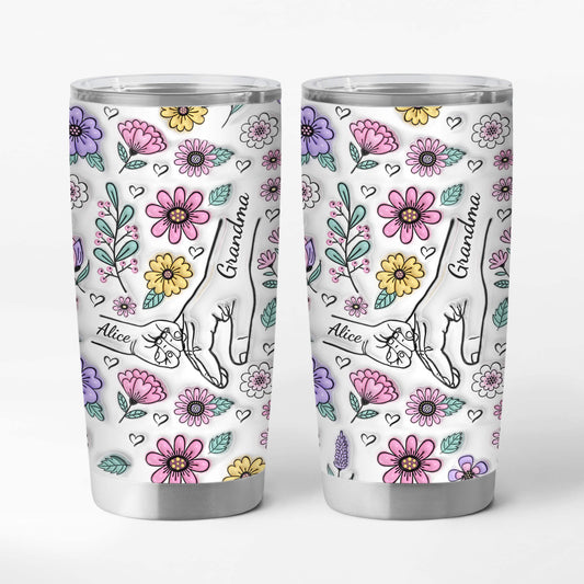 2408TUK1 Personalised Grandma Mum 3D Flower 20oz Tumbler 2408T5H5A