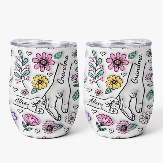 2408TUK1 Personalised Grandma Mum 3D Flower Wine Tumbler 2408T