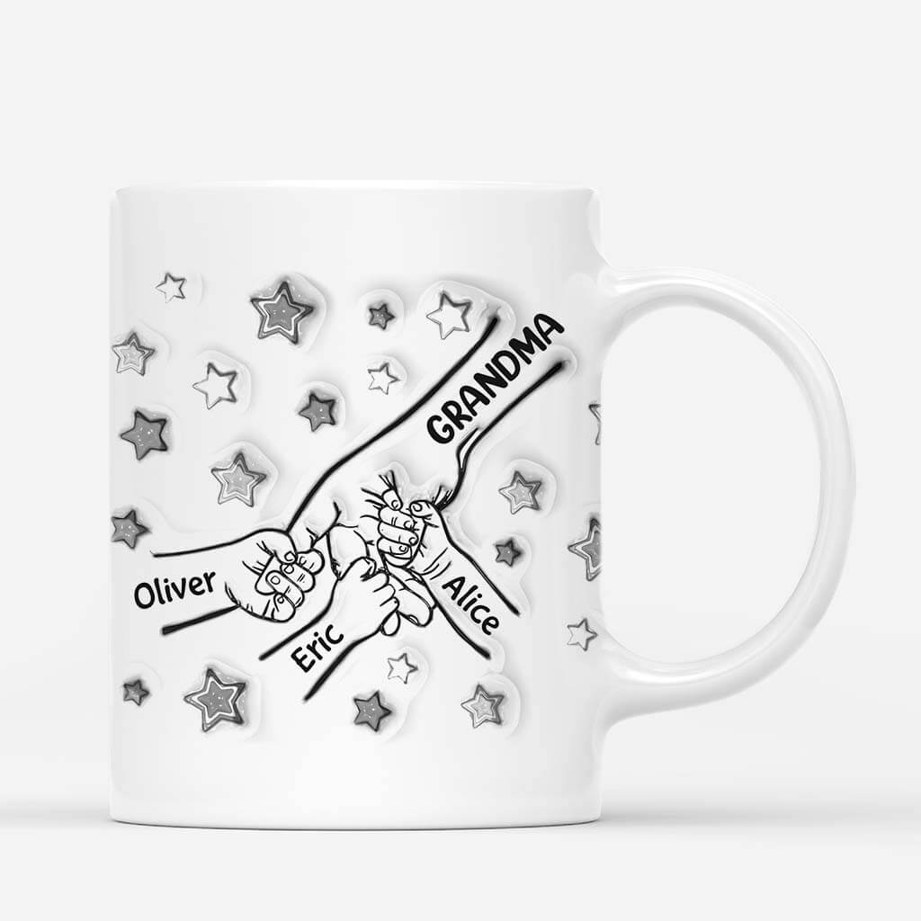 Personalised Papa and Kids Fists Bump Stars Mug