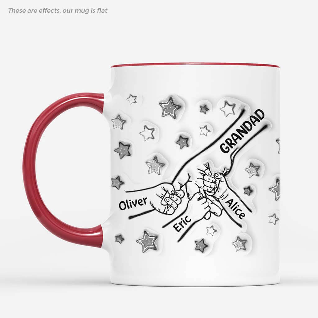 Personalised Papa and Kids Fists Bump Stars Mug