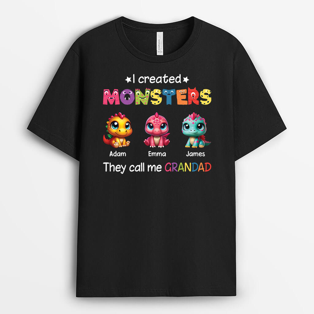 Personalised I Created Monsters They Call Me Dad/Grandad Dinosaurs T-shirt