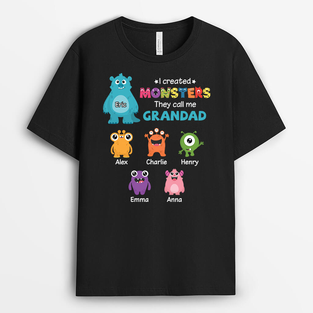 Personalised I Created Monters They Call Me Grandad T-shirt