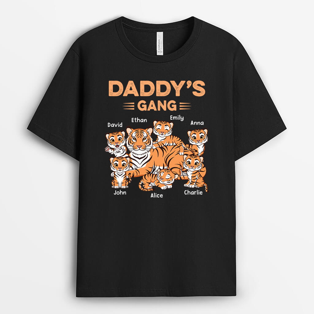 Personalised Daddy's/Grandad's Gang Cute Tigers T-shirt