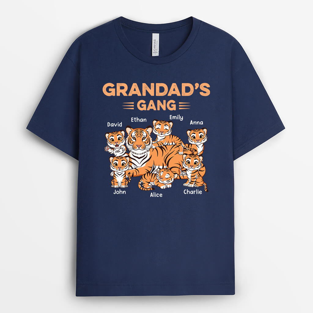 Personalised Daddy's/Grandad's Gang Cute Tigers T-shirt