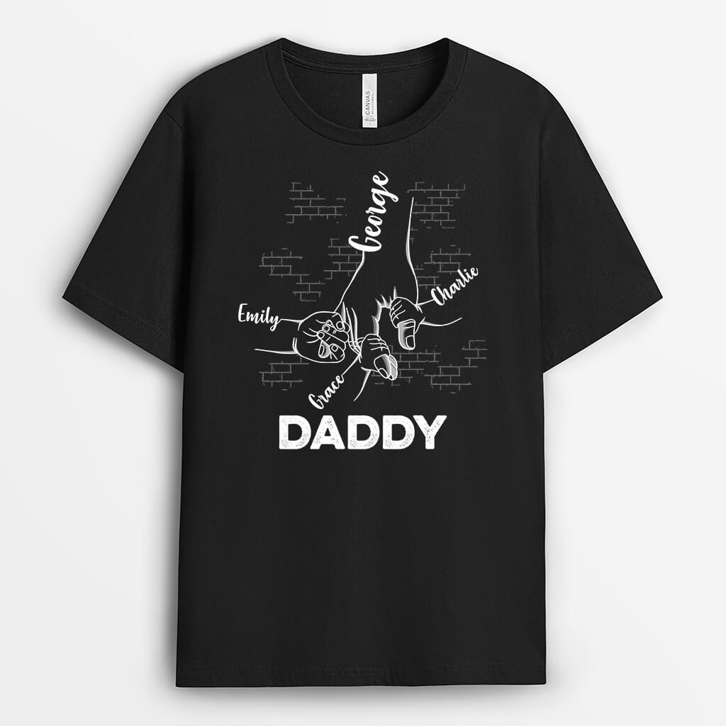 Personalised Daddy Holding Kids Hands T-shirt