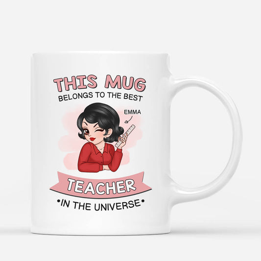 2478MUK1 personalised this belongs to the best teacher in the universe mug