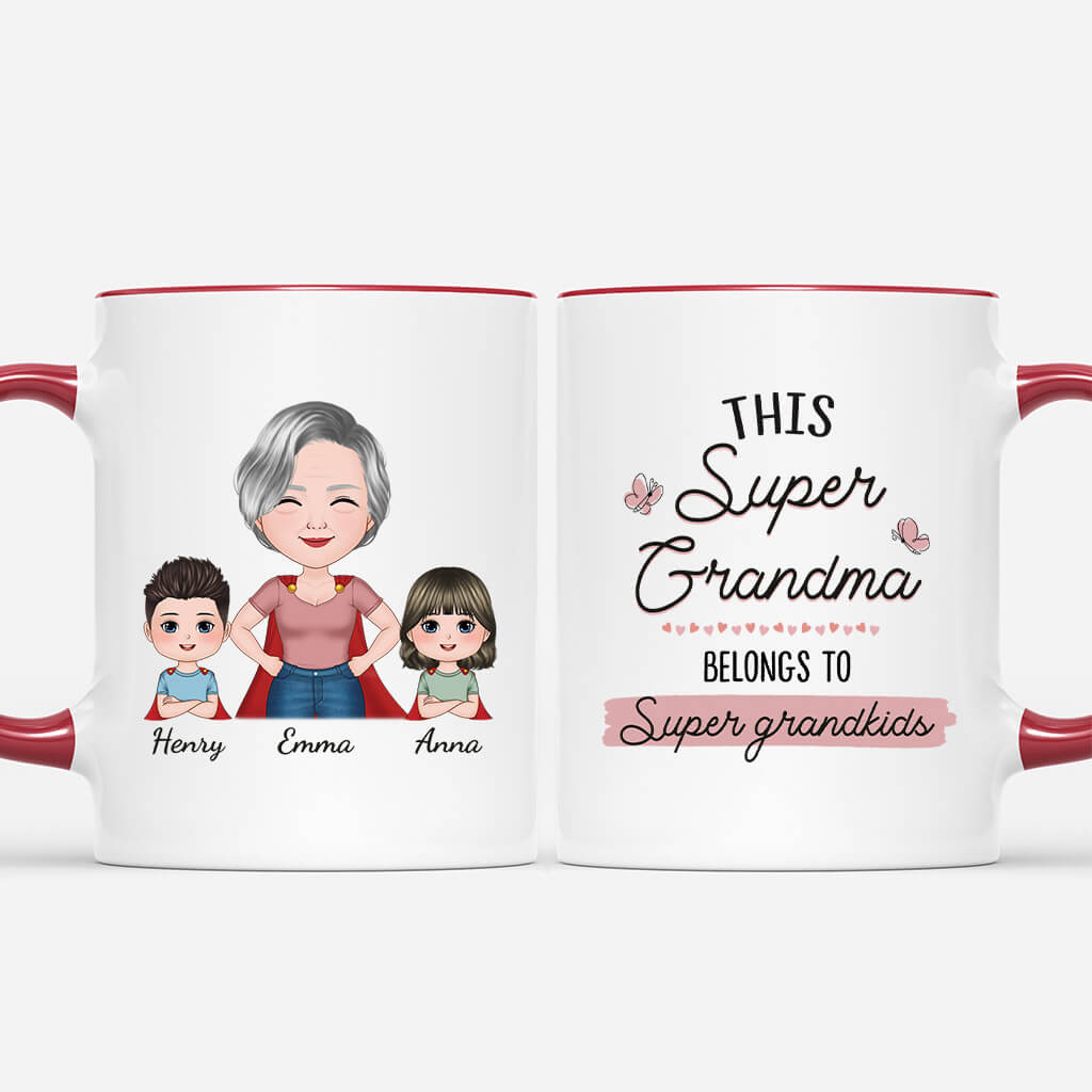 Personalised This Super Grandma Belongs To Super Kids Mug