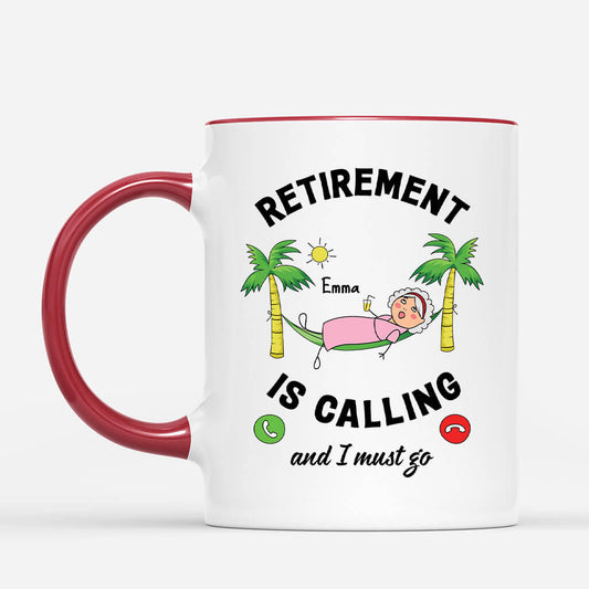 2538MUK2 personalised retirement is calling and i must go his mug