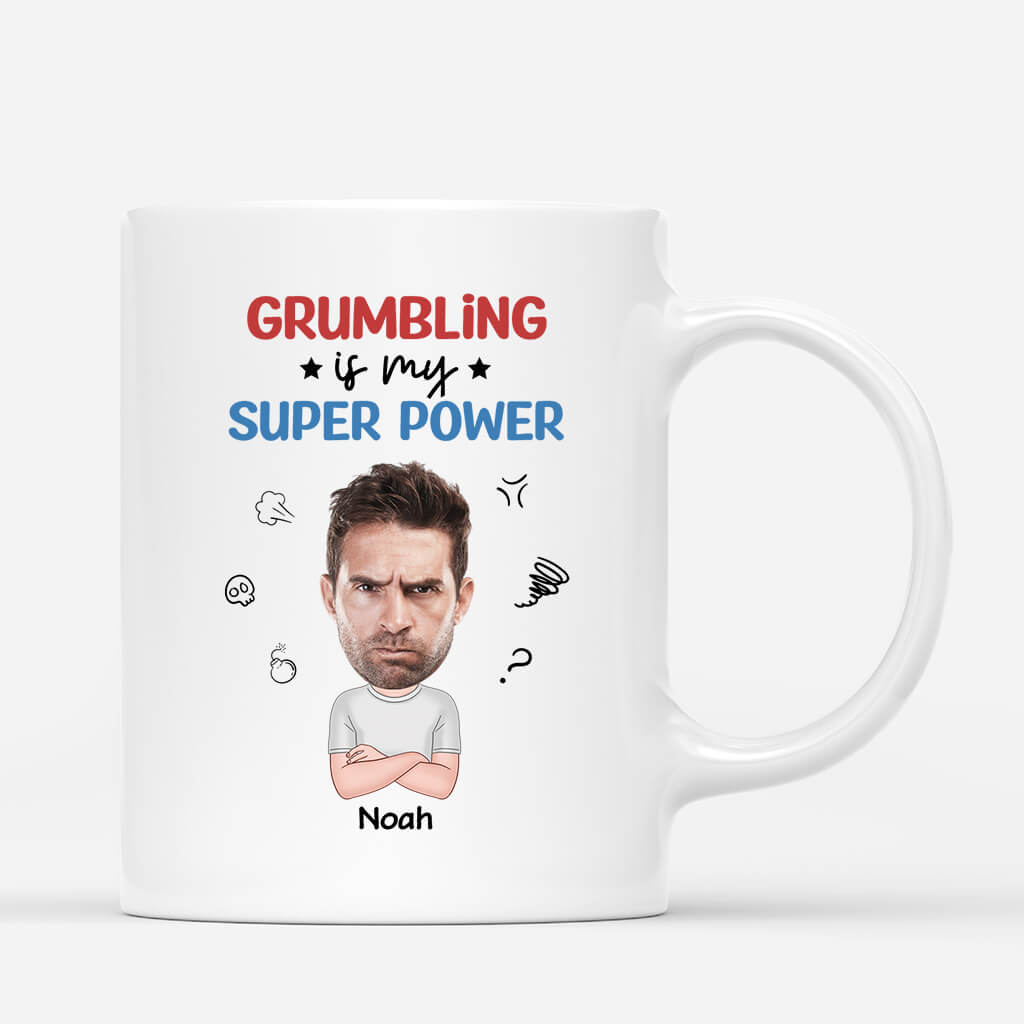 2556MUK1 grumbling is my super power mug personalised mug for him