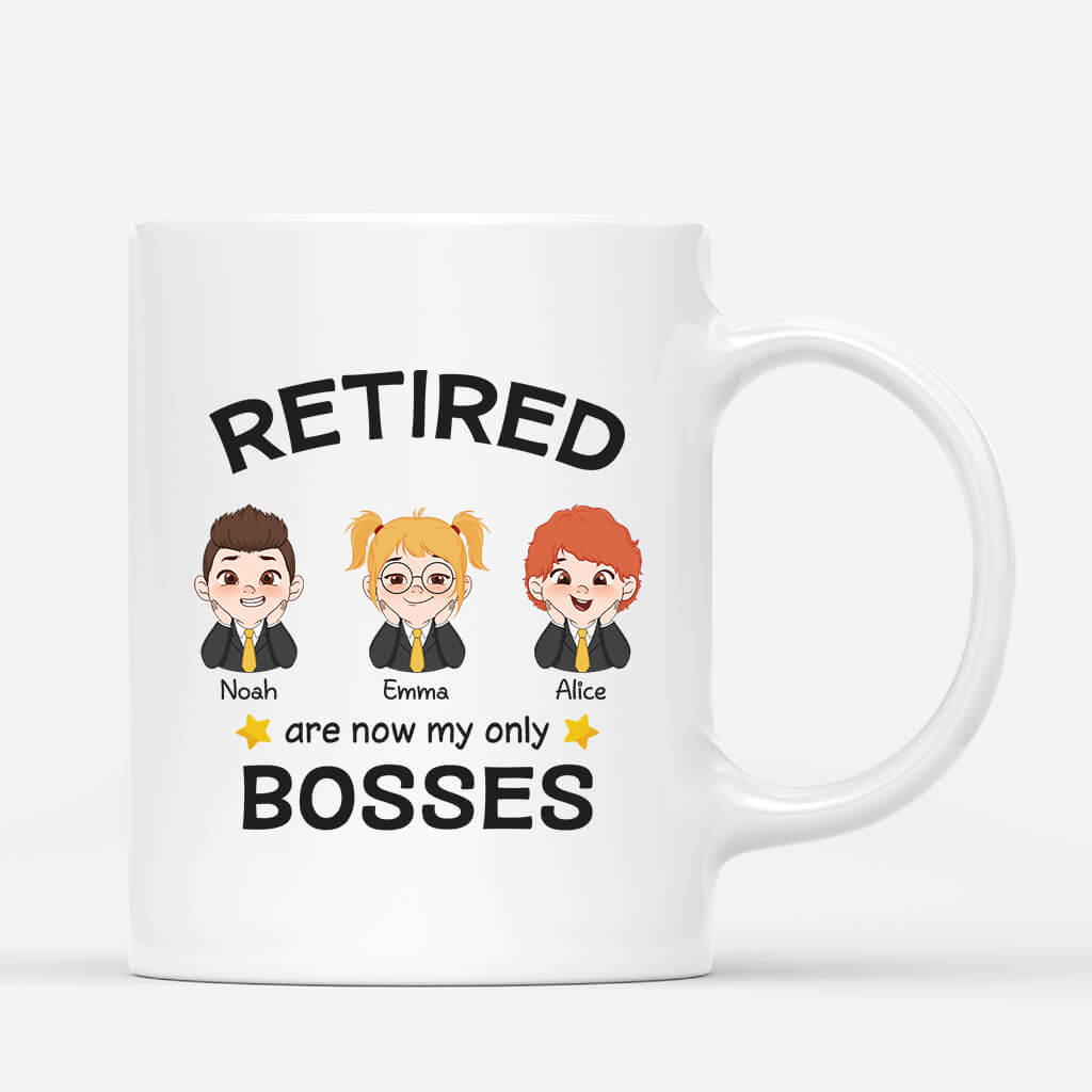 Personalised Officially Retired Grandchildren My Only Bosses Mug