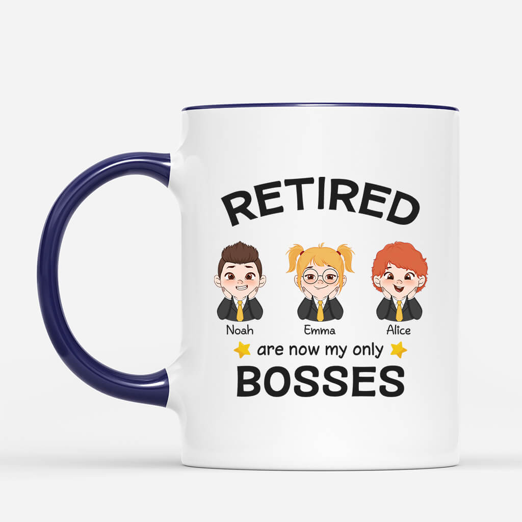 Personalised Officially Retired Grandchildren My Only Bosses Mug