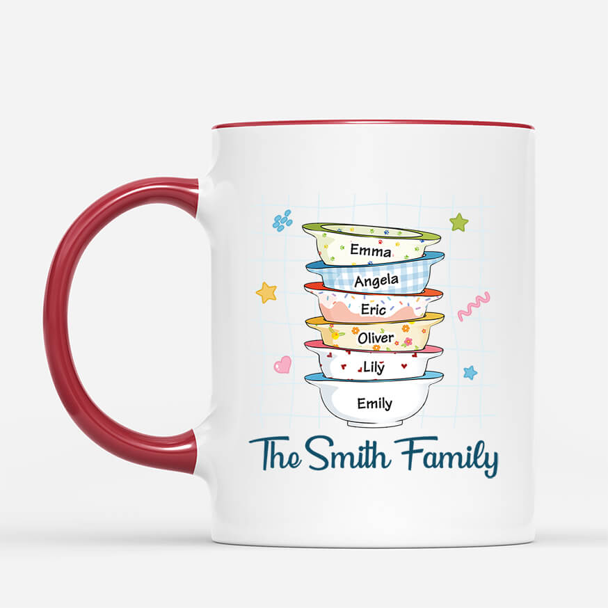 2564MUK2 stacked bowls family names personalised mug