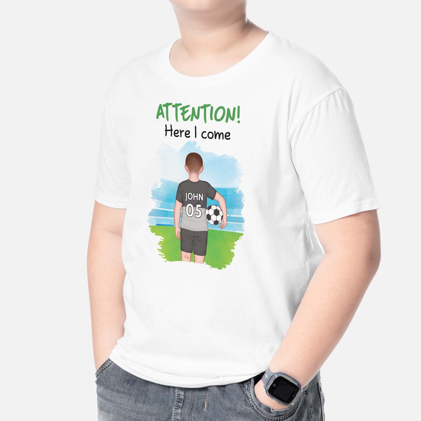 Personalised Attention Here I Come T-shirt for Kid Boys