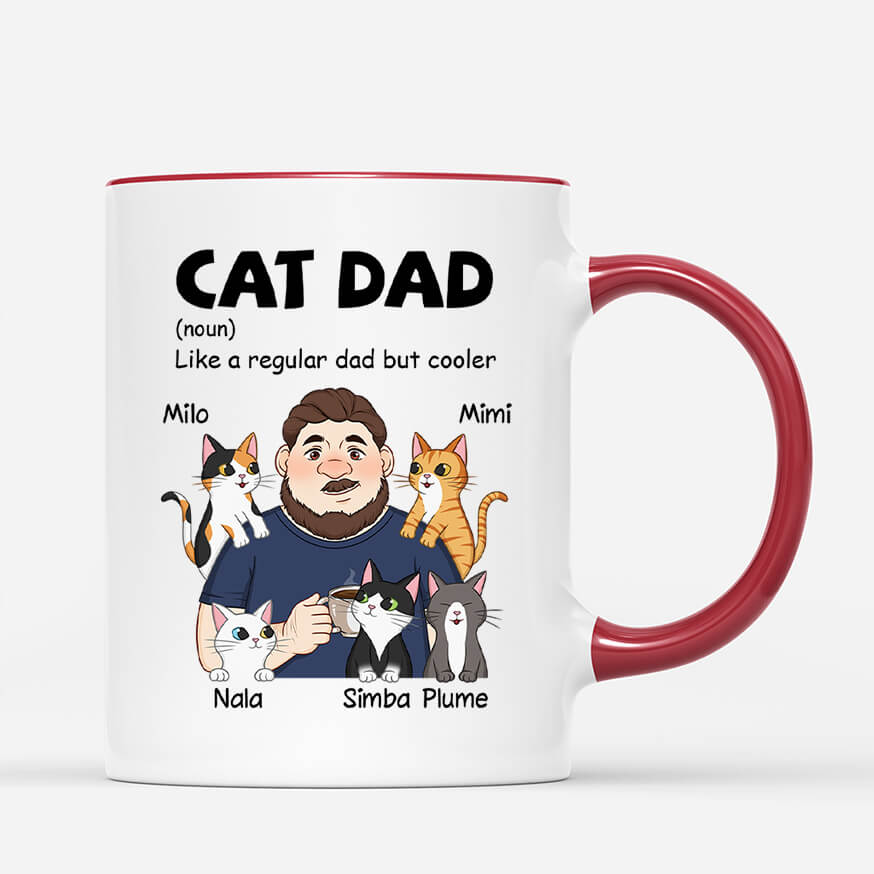 Personalised Cat Dad Like Regular But Cooler Cartoon Mug