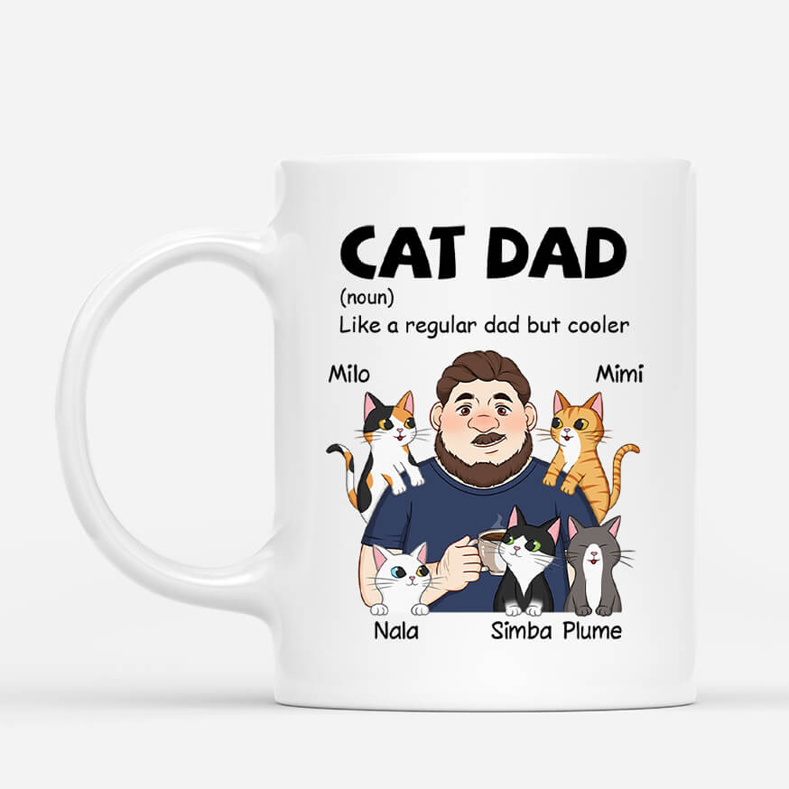 Personalised Cat Dad Like Regular But Cooler Cartoon Mug