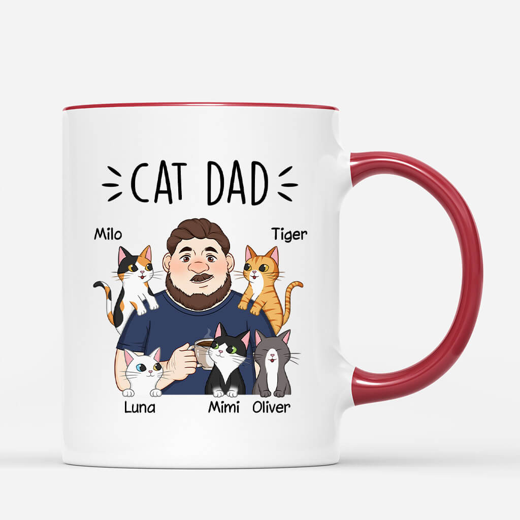 2592MUK1 cat dad cartoon mug personalised mug for cat lovers