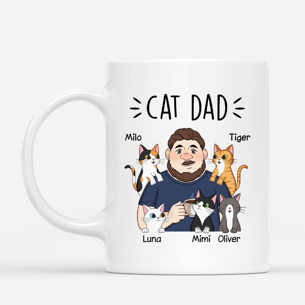 Personalised Cat Dad Cartoon Mug