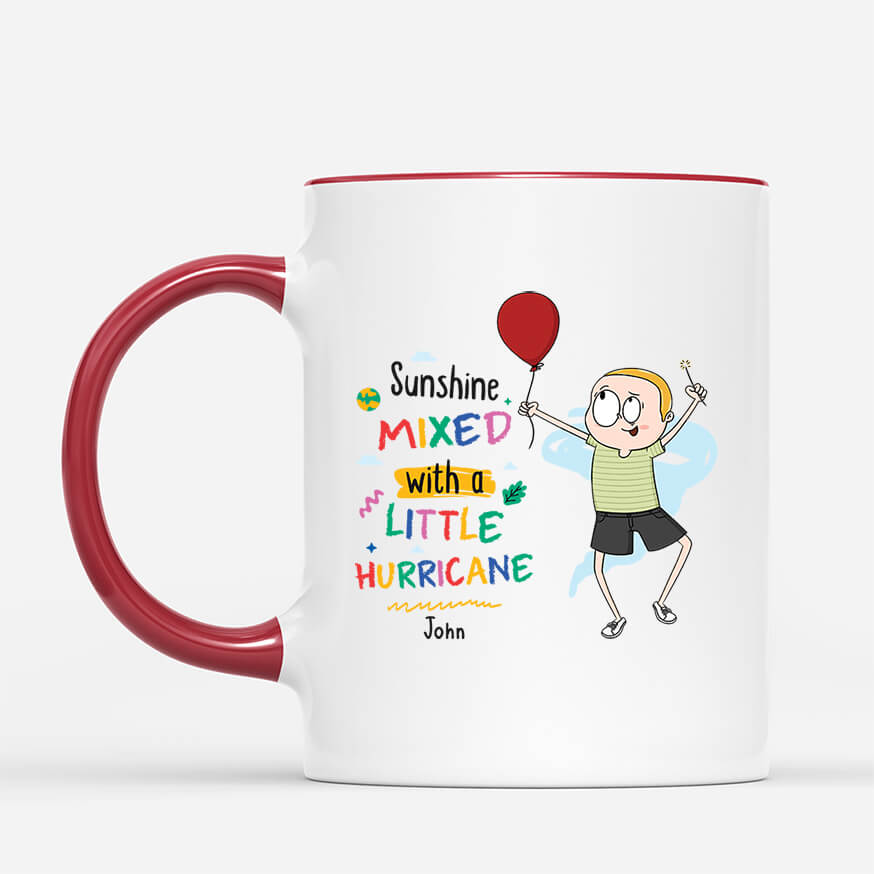 Personalised Sunshine Mixed With A Little Hurricane Mug for Kids