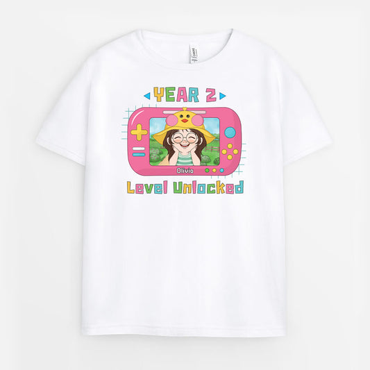 2608AUK1 new grade level unlocked  personalised t shirt for kids