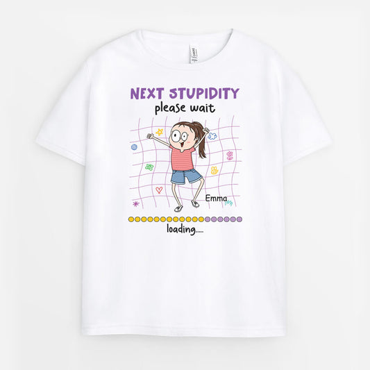 2610AUK1 next stupidity please wait loading  personalised t shirt for kids