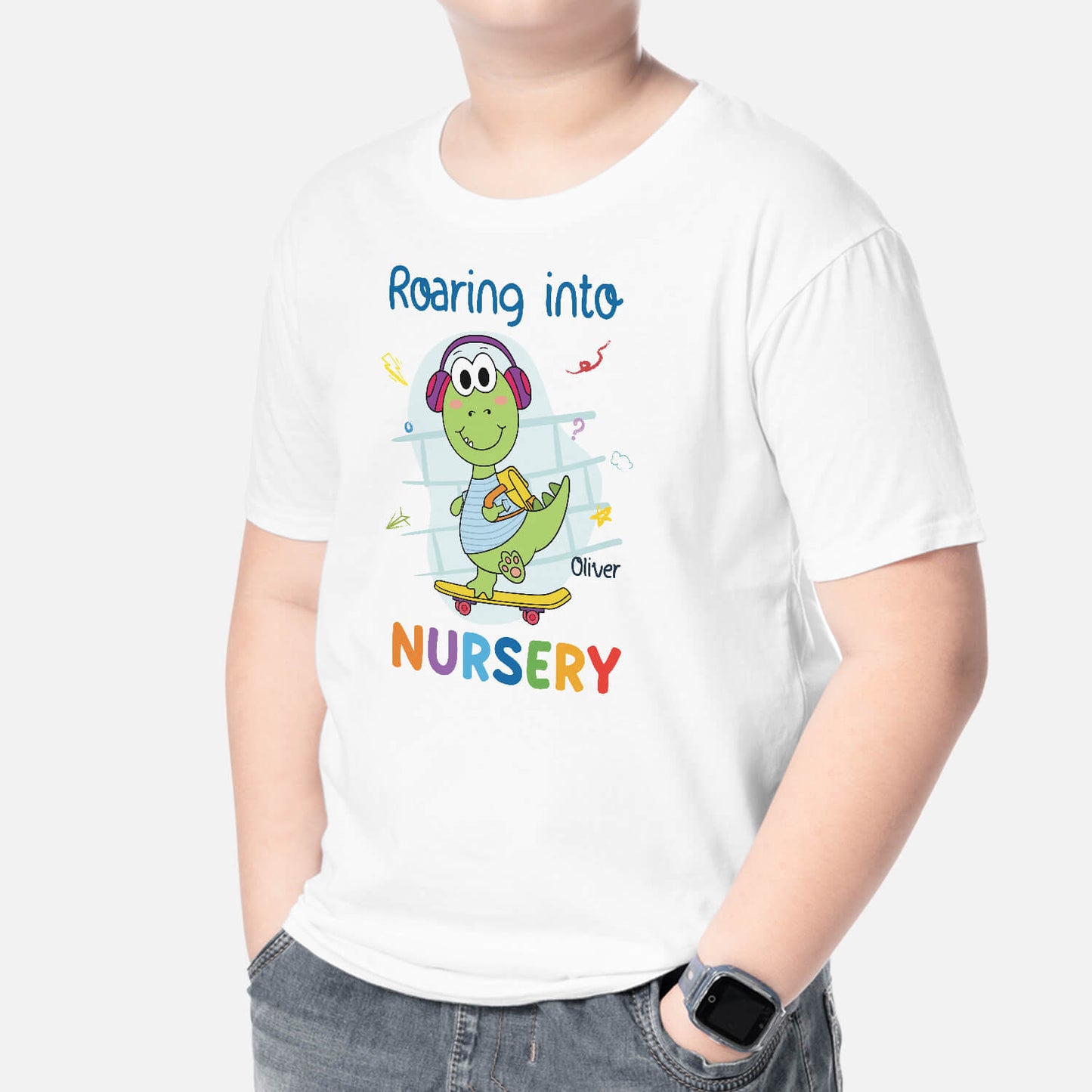 Personalised Roaring Into Nursery T-shirt