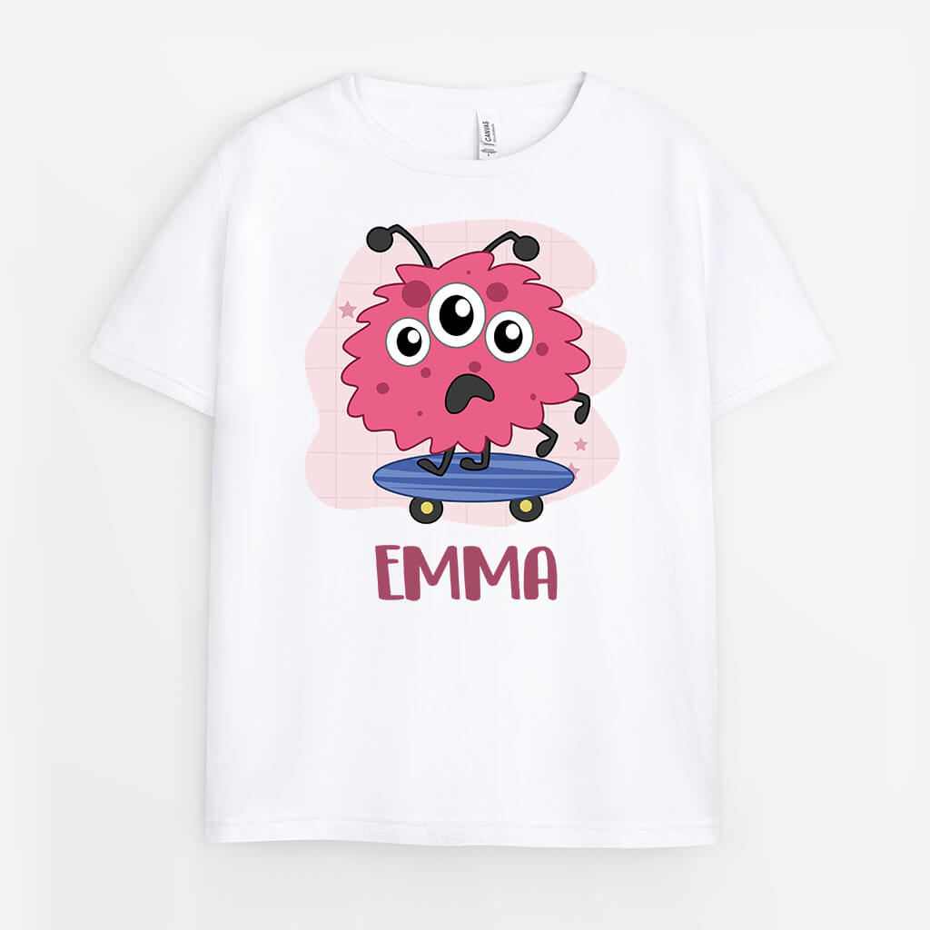 2619AUK1 monsters name  personalised t shirt for kids