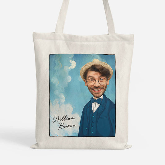 2629BUK1 a mans face  personalised printed tote bags for art lovers