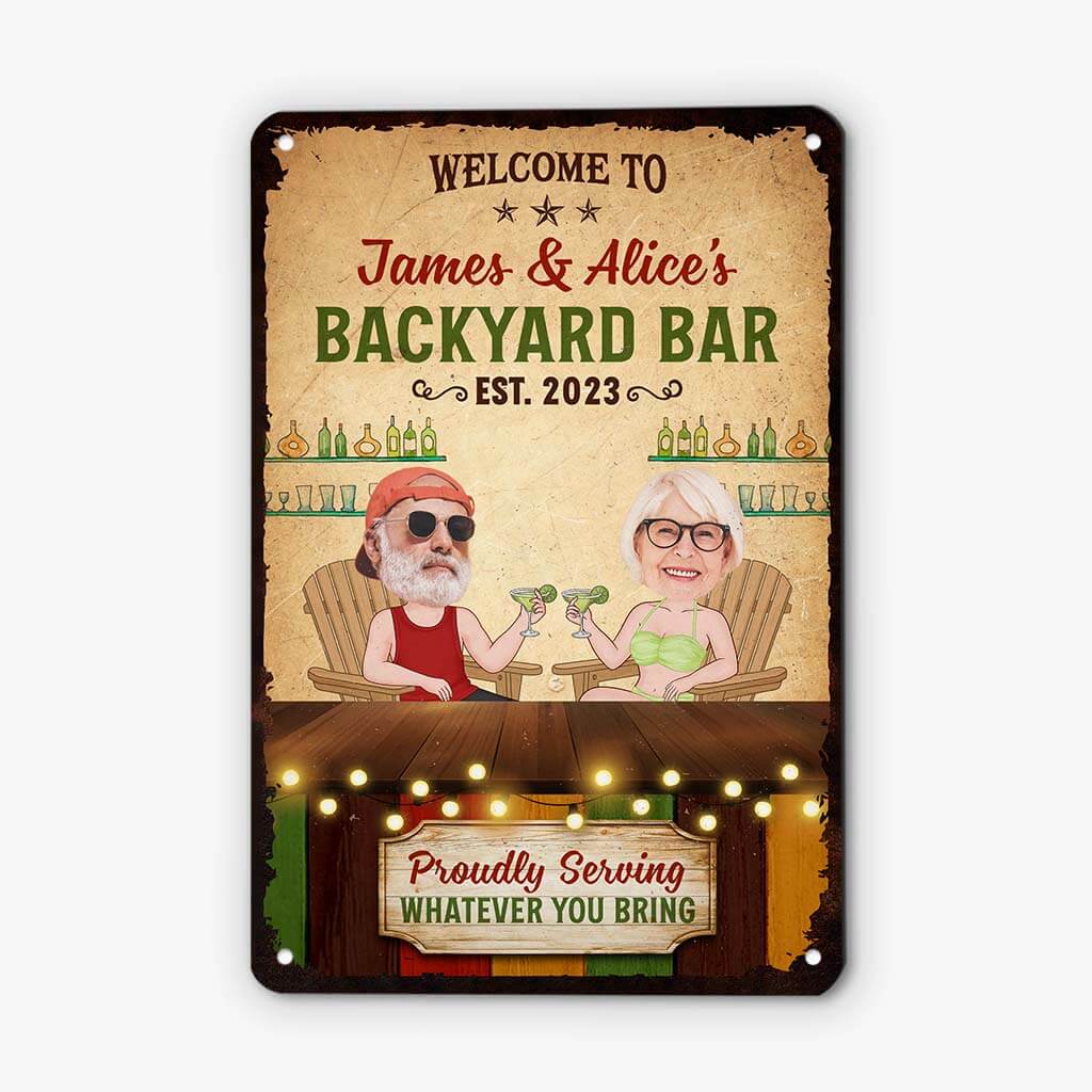 Personalised Welcome To Backyard Bar Metal Sign