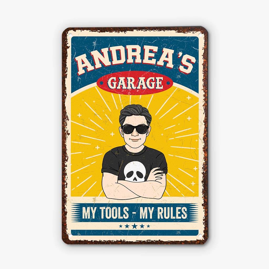 Personalised My Garage My Tools My Rules Metal Sign