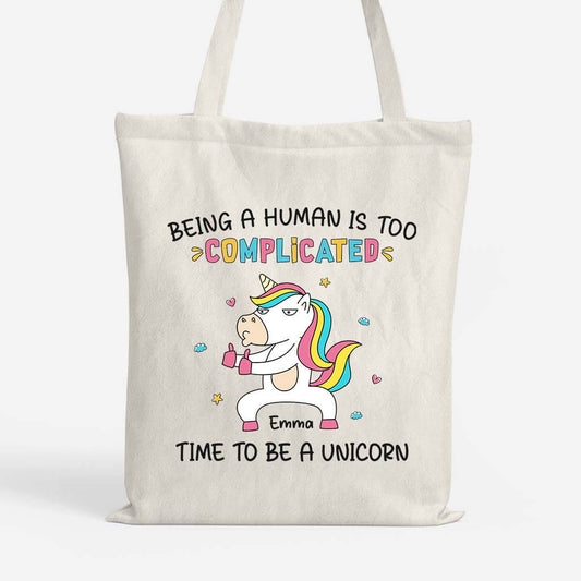 2637BUK1 time to be a unicorn  personalised tote bags uk for kids