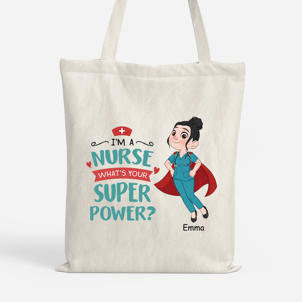 Personalised I'm A Nurse What's Your Superpower Tote Bag for Her