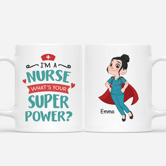 2639MUK1 im a nurse whats your superpower  personalised mugs uk for her