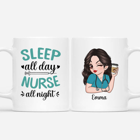 2640MUK1 sleep all day nurse all night  custom mug for her