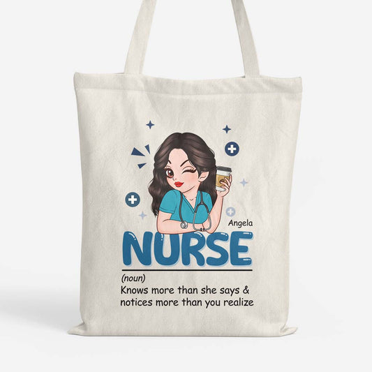 2656BUK1 nurse knows more than she says  custom tote bags for her